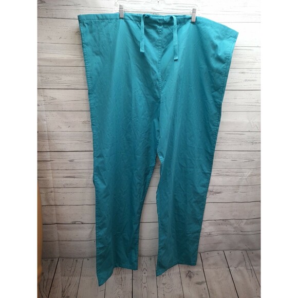 Landau Essentials Unisex Drawstring Scrub Pants Green Sz 2XL XXL Pockets - Picture 1 of 9